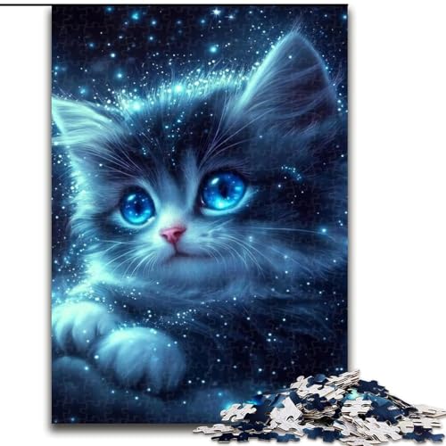 Puzzle für Erwachsene, 1000 Teile, Sternkatze, anspruchsvoll und schwierig mit vollständig ineinandergreifenden, zufällig geformten Teilen (Größe 26x38cm) von MGQWPZDBD