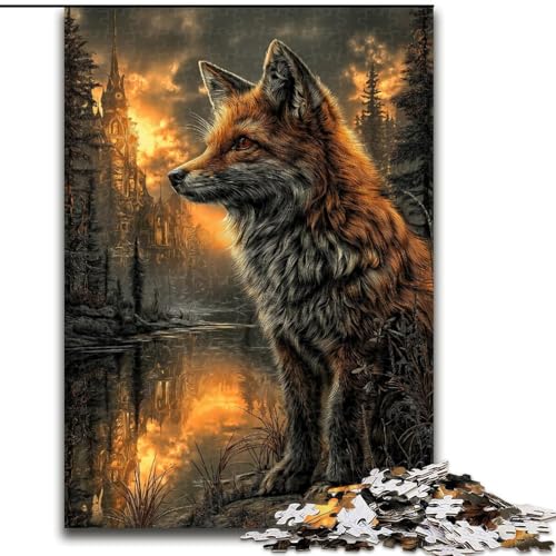 Puzzle für Erwachsene, 1000 Teile, Tier-Fuchs-Kunst, für und ab 14 Jahren, pädagogisches Lernspielzeug, Familienspiele, Geburtstagsgeschenk (Größe 50x75cm) von MGQWPZDBD