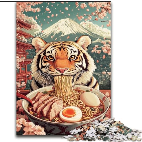 Puzzle für Erwachsene, 1000 Teile, Tiger isst Ramen, für und ab 14 Jahren, pädagogisches Lernspielzeug, Familienspiele, Geburtstagsgeschenk (Größe 26x38cm) von MGQWPZDBD