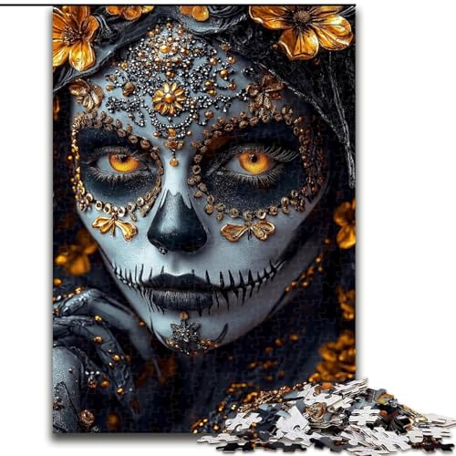 Puzzle für Erwachsene, 1000 Teile, Totenkopf im mexikanischen Stil, hilft dem Gehirn, süchtig machendes Spielzeug zu trainieren, um Geduld zu fördern und das Gedächtnis zu verbessern (Größe 50x75cm) von MGQWPZDBD