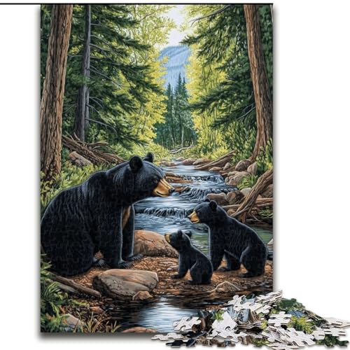 Puzzle für Erwachsene, 1000 Teile, Wald-Schwarzbär, Stressabbau, schwierige Herausforderung, Wichtelgeschenke für Kinder ab 14 Jahren (Größe 50x75cm) von MGQWPZDBD