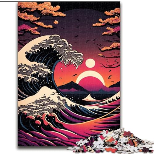 Puzzle für Erwachsene, 1000 Teile, Wellen-Puzzle im japanischen Stil, anspruchsvolles Denkspiel, Familienaktivität, Heimdekoration, (Größe: 26x38cm) von MGQWPZDBD