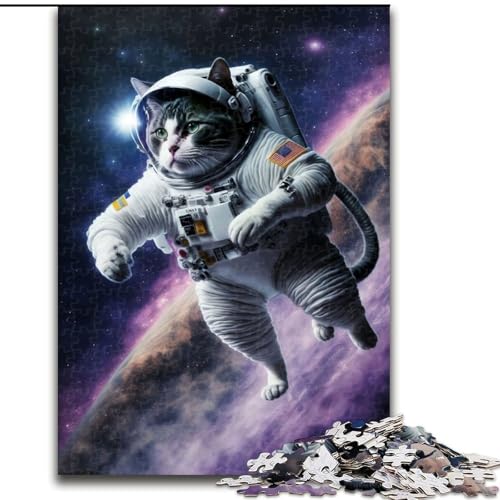 Puzzle für Erwachsene, 1000 Teile, Weltraumkatze, Familienaktivitätsspiel für Teenager, anspruchsvolles Denkspiel (Größe: 26x38cm) von MGQWPZDBD