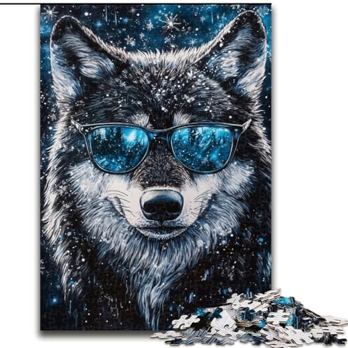 Puzzle für Erwachsene, 1000 Teile, Wolf im Schnee, Stressabbau, schwierige Herausforderung, Wichtelgeschenke für Kinder ab 14 Jahren (Größe 50x75cm) von MGQWPZDBD