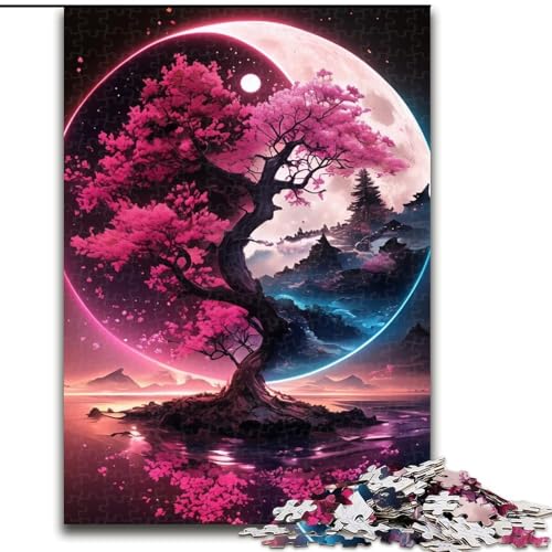 Puzzle für Erwachsene, 1000 Teile, Yin-Yang-Kirschblütenbaum, hilft dem Gehirn, süchtig machendes Spielzeug zu trainieren, um Geduld zu fördern und das Gedächtnis zu verbessern (Größe 50x75cm) von MGQWPZDBD