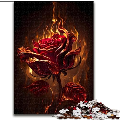 Puzzle für Erwachsene, 1000 Teile, brennende Rose, anspruchsvolles Denkspiel, Familienaktivität, Heimdekoration, (Größe: 50x75cm) von MGQWPZDBD
