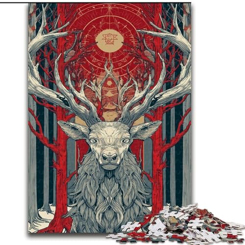 Puzzle für Erwachsene, 1000 Teile, geheimnisvoller Hirsch, hilft dem Gehirn, süchtig machendes Spielzeug zu trainieren, um Geduld zu fördern und das Gedächtnis zu verbessern (Größe 50x75cm) von MGQWPZDBD