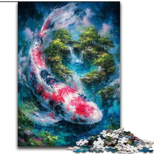 Puzzle für Erwachsene, 1000 Teile, geheimnisvoller Koi, Stressabbau, schwierige Herausforderung, Wichtelgeschenke für Kinder ab 14 Jahren (Größe 26x38cm) von MGQWPZDBD