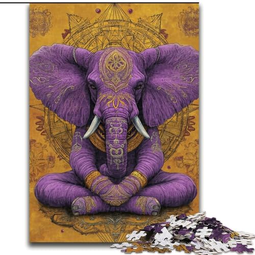 Puzzle für Erwachsene, 1000 Teile, lila Elefant, für Kinder ab 14 Jahren, pädagogisches Lernspielzeug, Familienspiele, Geburtstagsgeschenk (Größe 50x75cm) von MGQWPZDBD