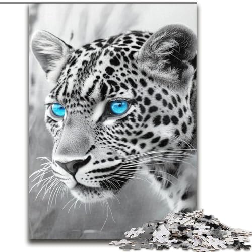 Puzzle für Erwachsene, 1000 Teile, schwarz-weißer Leopard, zum Stressabbau, schwierige Herausforderung, Wichtelgeschenke für Kinder ab 14 Jahren (Größe 26x38cm) von MGQWPZDBD