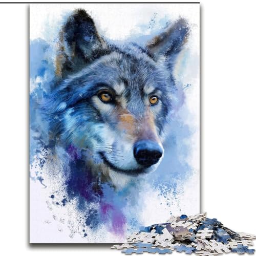 Puzzle für Erwachsene, 1000 Teile, schwierig, Aquarellwolf, für 14+, anspruchsvolles Spiel als Geschenk für die ganze Familie und Freunde (Größe 50x75cm) von MGQWPZDBD