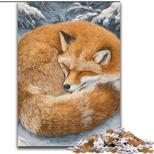 Puzzle für Erwachsene, 1000 Teile, schwierig, Fuchs im Schnee, Lernspiele, Heimdekoration, geeignet für die Schreibtischdekoration (Größe 50x75cm) von MGQWPZDBD