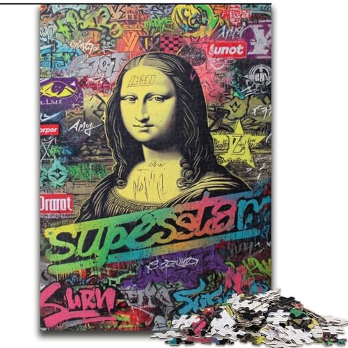Puzzle für Erwachsene, 1000 Teile, schwierig, Mona Lisa ist lustig, Lernspiele, Heimdekoration, geeignet als Schreibtischdekoration (Größe 50x75cm) von MGQWPZDBD