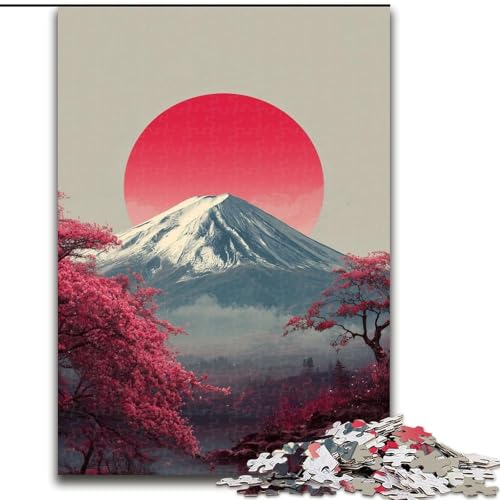 Puzzle für Erwachsene, 1000 Teile, schwierig, Sonnenaufgang am Berg Fuji, Lernspiele, Heimdekoration, geeignet für die Schreibtischdekoration (Größe 26x38cm) von MGQWPZDBD