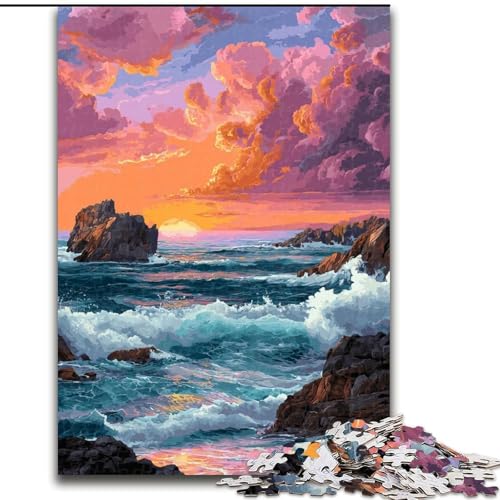 Puzzle für Erwachsene, 1000 Teile, schwierig, Sonnenuntergang am Meer, für 14+, anspruchsvolles Spiel als Geschenk für die ganze Familie und Freunde (Größe 26x38cm) von MGQWPZDBD