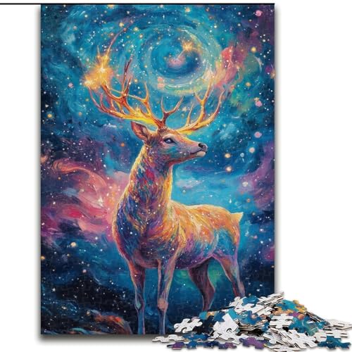 Puzzle für Erwachsene, 1000 Teile, schwierig, Weltraumhirsch, für 14+, anspruchsvolles Spiel als Geschenk für die ganze Familie und Freunde (Größe 26x38cm) von MGQWPZDBD