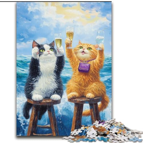 Puzzle für Erwachsene, 1000 Teile, schwierig, Zwei Katzen, Familienspiel, Stressabbau, schwierige Herausforderung, EIN Kunstwerk für Kinder ab 14 Jahren (Größe 26x38cm) von MGQWPZDBD