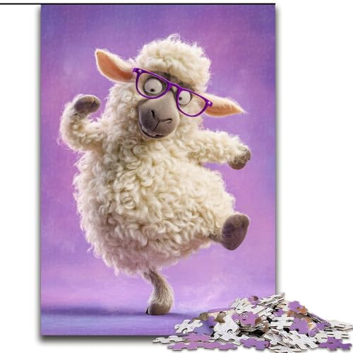 Puzzle für Erwachsene, 1000 Teile, schwierig, glückliches Schaf, Familienspiel zum Stressabbau, schwierige Herausforderung, EIN Kunstwerk für Kinder ab 14 Jahren (Größe 26x38cm) von MGQWPZDBD