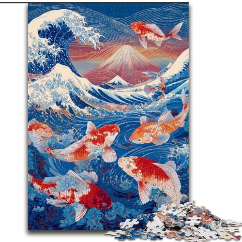 Puzzle für Erwachsene, 1000 Teile, schwierig, japanischer Koi, für 14+, anspruchsvolles Spiel als Geschenk für die ganze Familie und Freunde (Größe 26x38cm) von MGQWPZDBD