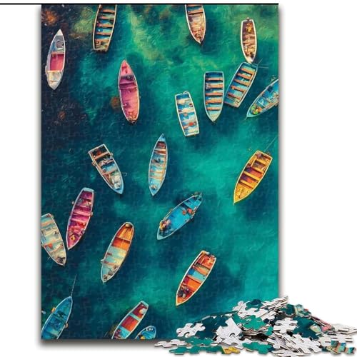Puzzle für Erwachsene, 1000 Teile, schwierig, kleines Boot auf dem Meer, Familienspiel, Stressabbau, schwierige Herausforderung, EIN Kunstwerk für Kinder ab 14 Jahren (Größe 50x75cm) von MGQWPZDBD