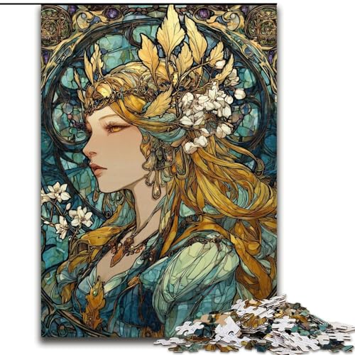 Puzzle für Erwachsene, 1000 Teile, schwierige Buntglasgöttin, Lernspiele, Heimdekoration, geeignet für die Schreibtischdekoration (Größe 26x38cm) von MGQWPZDBD