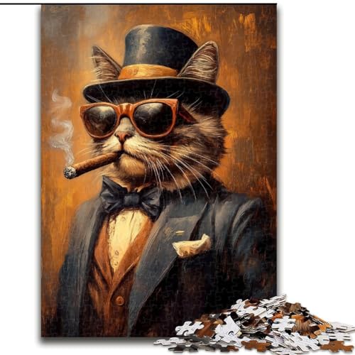 Puzzle für Erwachsene, 1000 Teile, schwierige Kunstkatze, Lernspiele, Heimdekoration, geeignet für die Schreibtischdekoration (Größe 50x75cm) von MGQWPZDBD