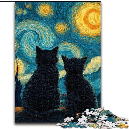 Puzzle für Erwachsene, 1000 Teile, schwierige Kunstkatze, für Kinder ab 14 Jahren Jedes Teil ist einzigartig – lustiges und herausforderndes Spiel für die ganze Familie Tolles Geschenk (Größe 26x38cm) von MGQWPZDBD