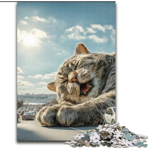 Puzzle für Erwachsene, 1000 Teile, schwierige Riesenkatze, Lernspiele, Heimdekoration, geeignet für die Schreibtischdekoration (Größe 26x38cm) von MGQWPZDBD