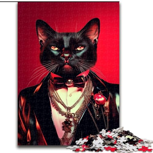 Puzzle für Erwachsene, 1000 Teile, schwierige Schwarze Katze, Lernspiele, Heimdekoration, geeignet für die Schreibtischdekoration (Größe 50x75cm) von MGQWPZDBD