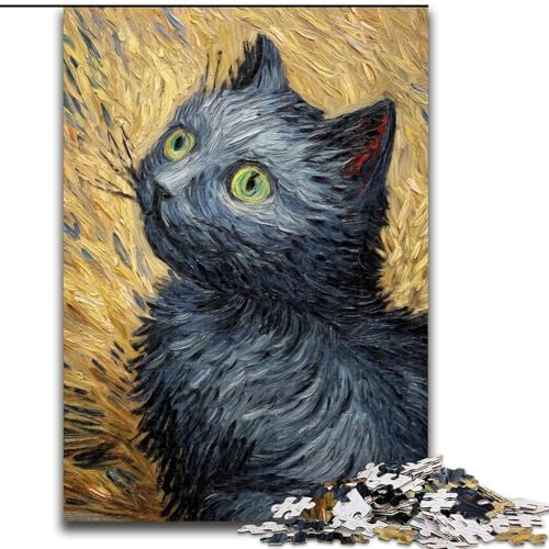 Puzzle für Erwachsene, 1000 Teile, schwierige Schwarze Katze, für 14+, anspruchsvolles Spiel als Geschenk für die ganze Familie und Freunde (Größe 26x38cm) von MGQWPZDBD