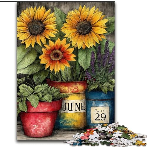 Puzzle für Erwachsene, 1000 Teile, schwierige Sonnenblume, Lernspiele, Heimdekoration, geeignet für die Schreibtischdekoration (Größe 50x75cm) von MGQWPZDBD