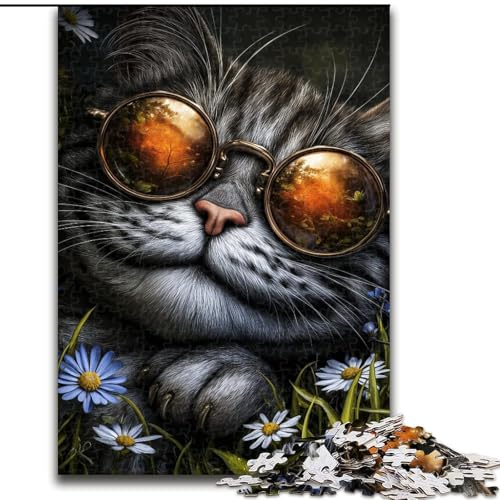 Puzzle für Erwachsene, 1000 Teile, schwierige Steampunk-Katze, Lernspiele, Heimdekoration, geeignet für die Schreibtischdekoration (Größe 26x38cm) von MGQWPZDBD