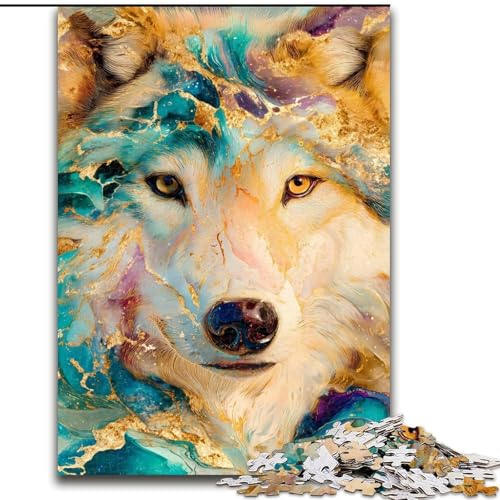 Puzzle für Erwachsene, 1000 Teile, schwierige Tier-Wolf-Kunst, Lernspiele, Heimdekoration, geeignet für die Schreibtischdekoration (Größe 26x38cm) von MGQWPZDBD