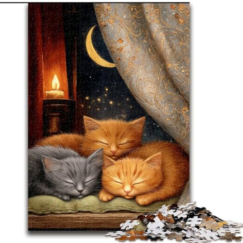 Puzzle für Erwachsene, 1000 Teile, schwierige orangefarbene Katze, Lernspiele, Heimdekoration, geeignet für die Schreibtischdekoration (Größe 50x75cm) von MGQWPZDBD