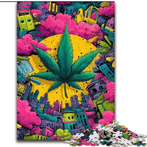 Puzzle für Erwachsene, 1000 Teile, schwierige psychedelische Blätter, Lernspiele, Heimdekoration, geeignet für die Schreibtischdekoration (Größe 26x38cm) von MGQWPZDBD