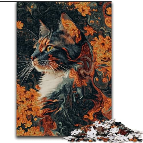 Puzzle für Erwachsene, 1000 Teile, schwierige schwarz-weiße Katze, Lernspiele, Heimdekoration, geeignet für die Schreibtischdekoration (Größe 50x75cm) von MGQWPZDBD