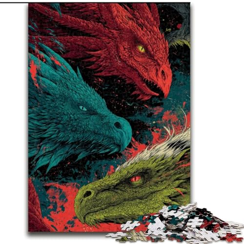 Puzzle für Erwachsene, 1000 Teile, schwieriger, geheimnisvoller Drache, für 14+, anspruchsvolles Spiel als Geschenk für die ganze Familie und Freunde (Größe 50x75cm) von MGQWPZDBD