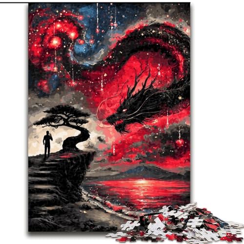 Puzzle für Erwachsene, 1000 Teile, schwieriger, mysteriöser Drache, Lernspiele, Heimdekoration, geeignet für die Schreibtischdekoration (Größe 50x75cm) von MGQWPZDBD