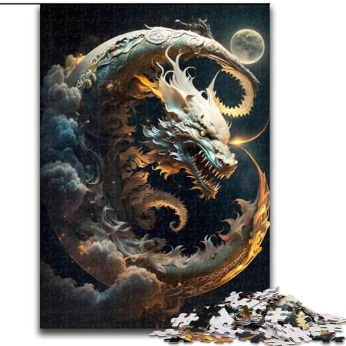 Puzzle für Erwachsene, 1000 Teile, schwieriger, tapferer Drache, Lernspiele, Heimdekoration, geeignet für die Schreibtischdekoration (Größe 26x38cm) von MGQWPZDBD