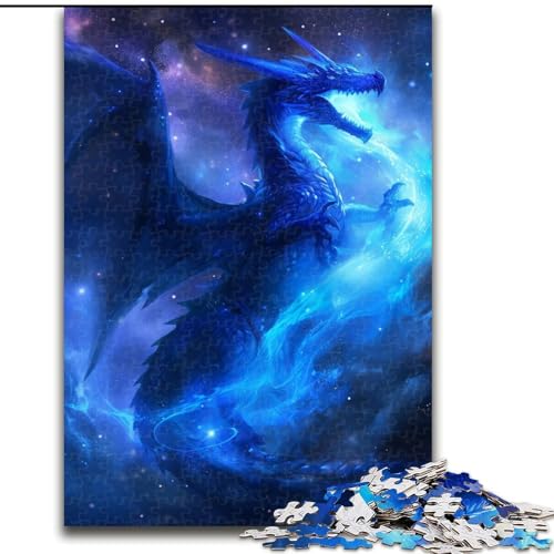 Puzzle für Erwachsene, 1000 Teile, schwieriger Blauer Drache, für 14+, anspruchsvolles Spiel als Geschenk für die ganze Familie und Freunde (Größe 50x75cm) von MGQWPZDBD