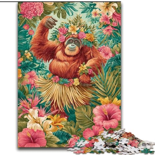 Puzzle für Erwachsene, 1000 Teile, schwieriger Dschungelgorilla, Lernspiele, Heimdekoration, geeignet für die Schreibtischdekoration (Größe 26x38cm) von MGQWPZDBD