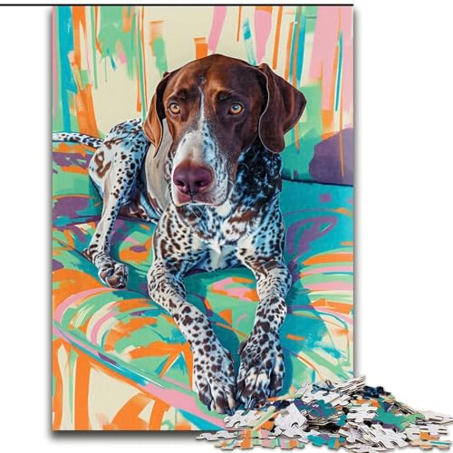 Puzzle für Erwachsene, 1000 Teile, schwieriger Hund auf dem Sofa, Lernspiele, Heimdekoration, geeignet für die Schreibtischdekoration (Größe 26x38cm) von MGQWPZDBD