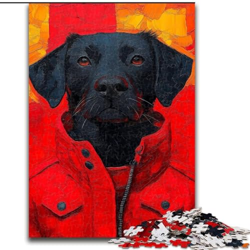 Puzzle für Erwachsene, 1000 Teile, schwieriger schwarzer Labrador, für 14+, anspruchsvolles Spiel als Geschenk für die ganze Familie und Freunde (Größe 26x38cm) von MGQWPZDBD