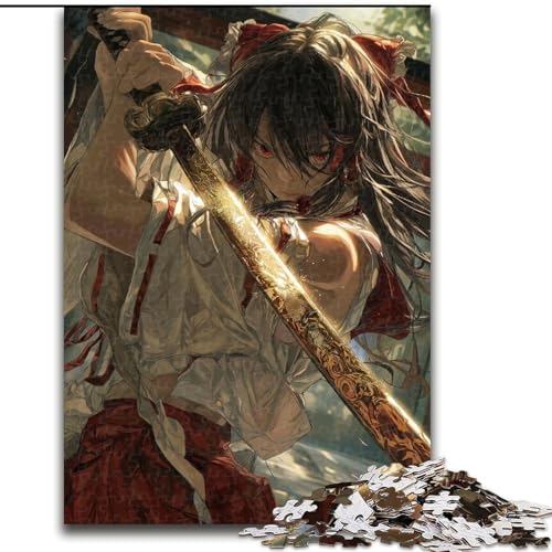 Puzzle für Erwachsene, 1000 Teile, schwieriges Anime-Mädchen-Samurai, für 14+, anspruchsvolles Spiel als Geschenk für die ganze Familie und Freunde (Größe 50x75cm) von MGQWPZDBD