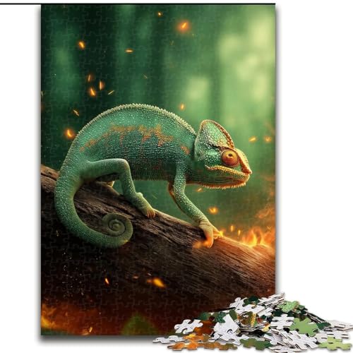 Puzzle für Erwachsene, 1000 Teile, schwieriges Chamäleon im Wald, Familienspiel zum Stressabbau, schwierige Herausforderung, EIN Kunstwerk für Kinder ab 14 Jahren (Größe 26x38cm) von MGQWPZDBD
