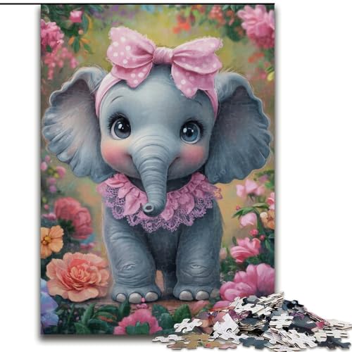 Puzzle für Erwachsene, 1000 Teile, schwieriges Elefantenbaby, Lernspiele, Heimdekoration, geeignet für die Schreibtischdekoration (Größe 50x75cm) von MGQWPZDBD