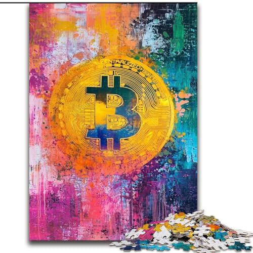 Puzzle für Erwachsene, 1000 Teile, schwieriges Graffiti-Bitcoin, Lernspiele, Heimdekoration, geeignet für die Schreibtischdekoration (Größe 26x38cm) von MGQWPZDBD