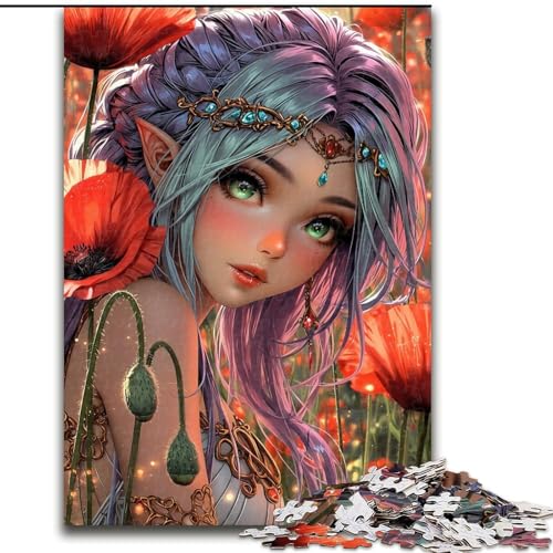 Puzzle für Erwachsene, 1000 Teile, schwieriges Mohnmädchen, Lernspiele, Heimdekoration, geeignet für die Schreibtischdekoration (Größe 26x38cm) von MGQWPZDBD