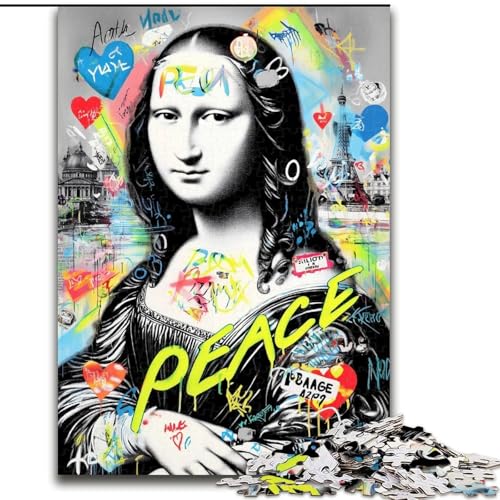 Puzzle für Erwachsene, 1000 Teile, schwieriges Mona Lisa-Graffiti, Lernspiele, Heimdekoration, geeignet für die Schreibtischdekoration (Größe 50x75cm) von MGQWPZDBD
