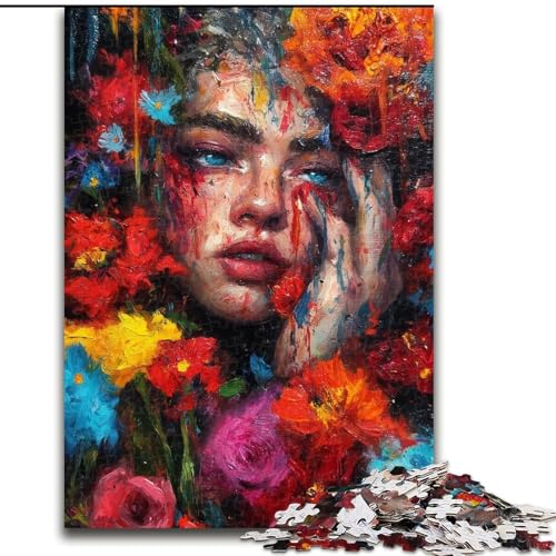 Puzzle für Erwachsene, 1000 Teile, schwieriges Ölgemälde Einer Frau, für 14+, anspruchsvolles Spiel als Geschenk für die ganze Familie und Freunde (Größe 26x38cm) von MGQWPZDBD